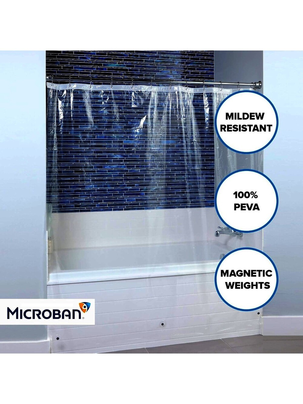 SlipX Solutions Mildew Resistant Lightweight PEVA Shower Liner (Clear, 178 cm...